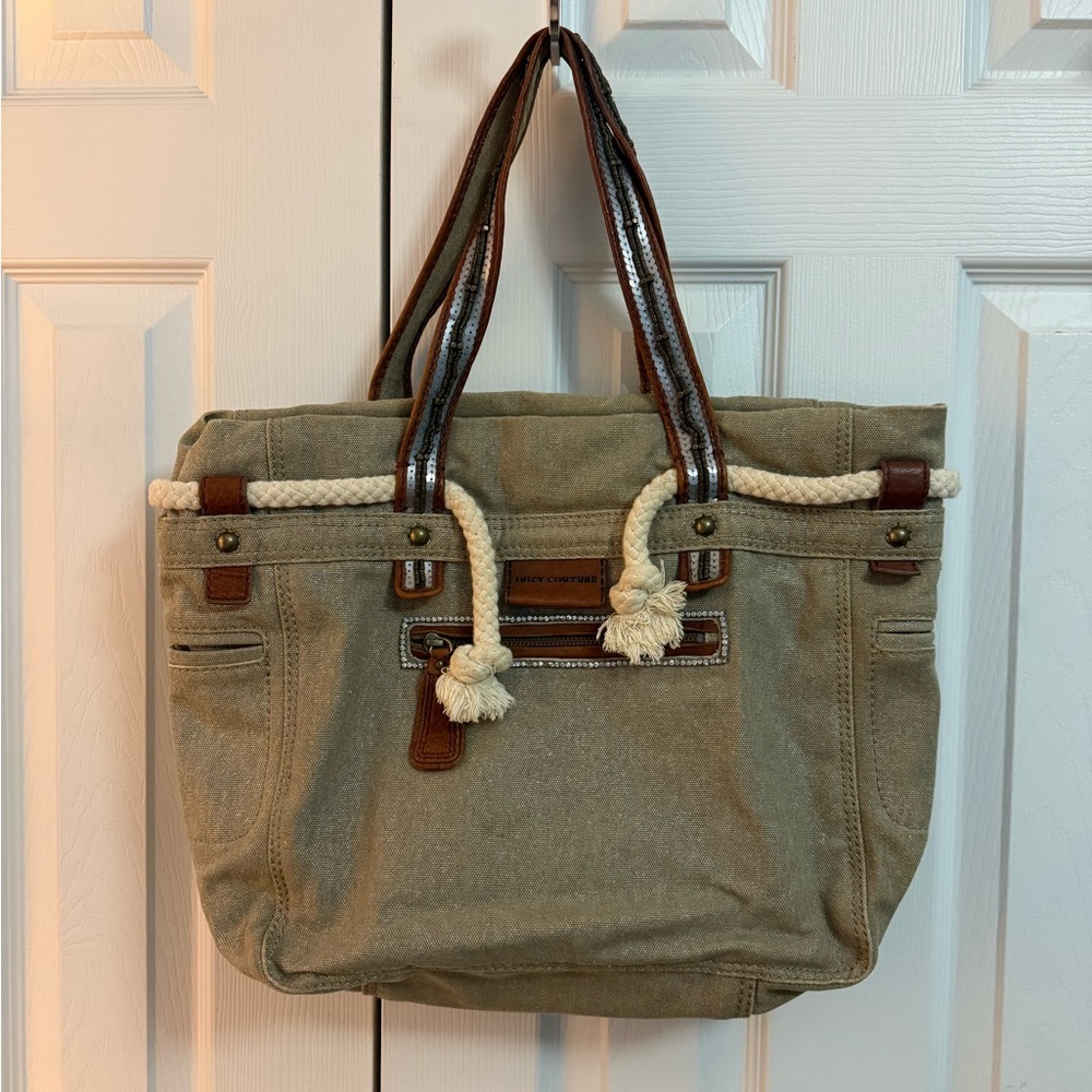 Juicy Couture Brown Canvas Tote Bag